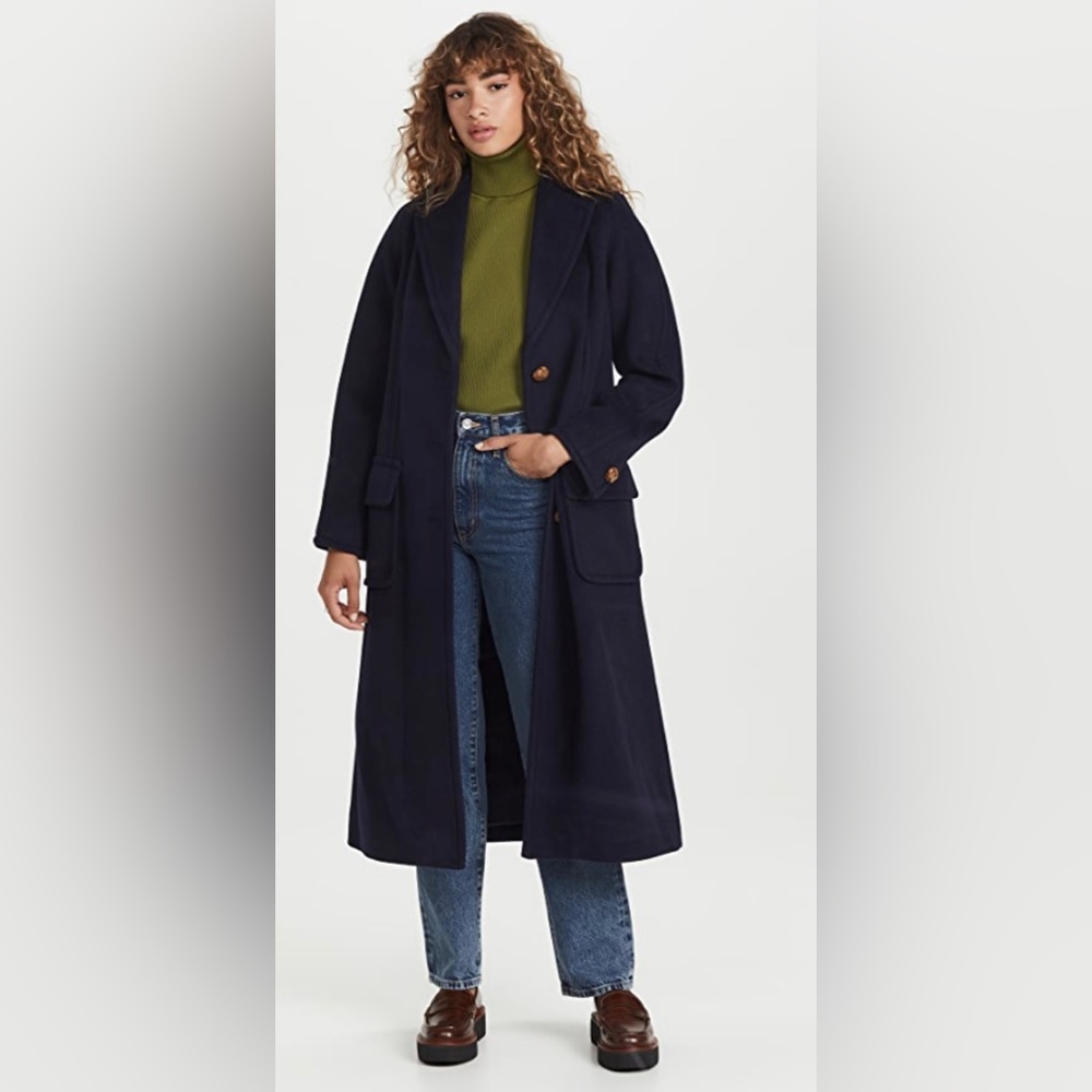Tory Burch Wool Overcoat in Nevy Blue sz 0 995$ - Picture 5 of 16